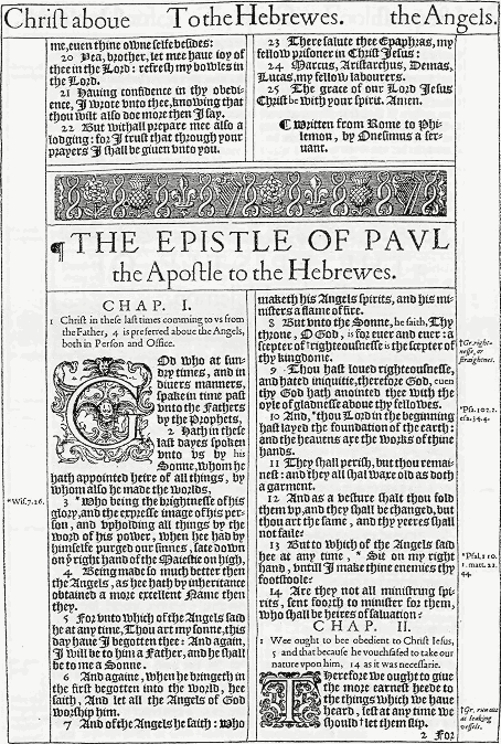 The Epistle of Paul to the Hebrews in the 1611 King James Version