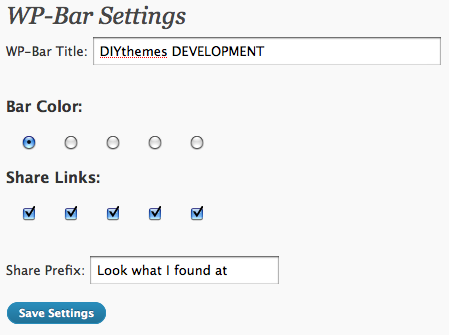 WP-Bar Settings Panel with Problems