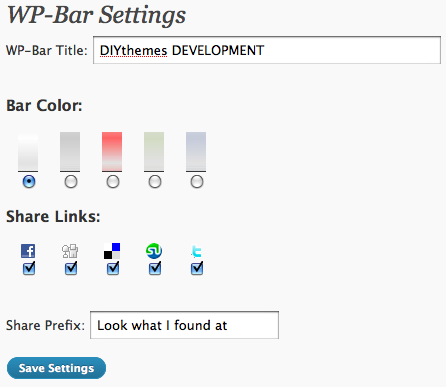 WP-Bar Settings Panel without Problem