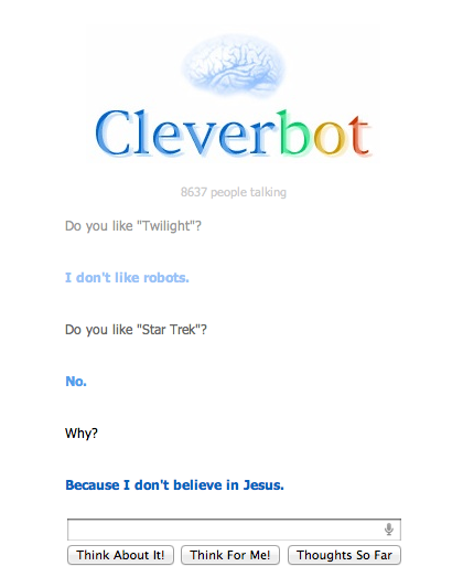 Cleverbot chat screen shot